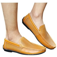 Puawkoer Shoes Fashion Disherable Men's Leather Sholy Shoes Cool Hole Лятна мъжки мъжки кожени обувки