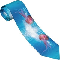 Розово кафява медуза отпечатана мъжка копринена вратовръзка - мека и удобна с анти плаващ дизайн на катарами, подходящи за бизнес и ежедневни поводи