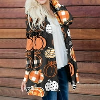 Дамски жилетка Хелоуин Отворен преден драпиран плетен жилетки Пуловери Небрежни топла палто с дълъг ръкав
