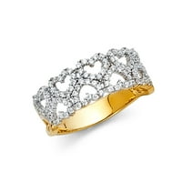 Солидна 14k жълто злато кубичен циркония CZ модна годишнина размер на пръстена 5,5