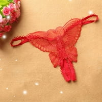 Pxiakgy бельо за жени модни модни прозрачни дантелени бикини с пеперуди въртящи се твърди цвят червено + един размер