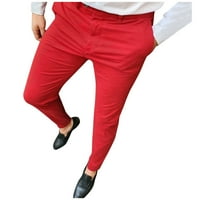 Мъжки панталони Zuwimk отстъпваха, мъжки тънки конусни еластични панталони червени, 3XL