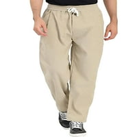 Cindysus Mens, оборудвани с джобове шезлонг мъже, ведомски дъна еластична талия лятна плътна цвят ежедневни панталони