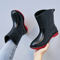 Sanviglor дами дъждовни ботуши леки градински обувки водоустойчиви каучукови обувки на открито модна ежедневна работна обувка устойчива дъга в средата на Калф Черно червено 5,5