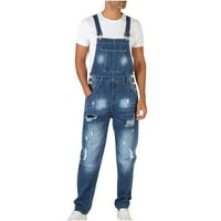 Giligiliso College Young Adult Fashion Men Men Небрежно соид джоб за гърди измит суспендер дълги панталони Панталони