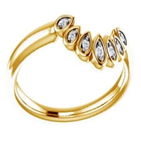 Кръгло изрязано бяло естествено диамантен винтидж вдъхновен контурен лентен пръстен в 14K твърдо злато, размер-5