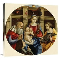 Глобална галерия в. Мадона и дете с мъжки светец, Катрин от Александрия и печат на донорско изкуство - Michelangelo di Pietro Membrini