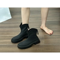 Zodanni дамски глезени ботуши ежедневна платформа Boot Back Zip Booties Work Shoes Winter Non Slip Chunky Heel Black 4.5