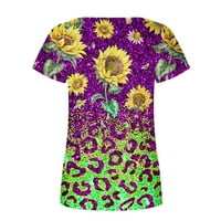 Yyeselk блузи за жени бизнес ежедневни квадратни шия къси ръкави туника върхове мода красива флорална печат лятна дама тениси зелени m