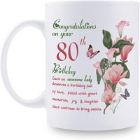 80 -и подаръци за рожден ден за жени - Поздравления за вашата 80 -и рожден ден страхотна лейди чаша - 80 -и рожден ден подаръци за баба мама приятелка сестра леля колега - 11oz чаша за кафе
