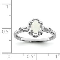 Сребърен сребърен родий, създаден с размер опал и диамантен пръстен 9