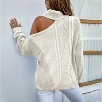 Floleo женски пуловер прозвук есен зима жени жени солидна ръкав пулсиране Turtleneck-Neck Небрежен пуловер Топс сделки