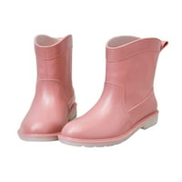 Увиващи се дами градински обувки водоустойчиви каучукови обувки устойчиви дъждовни ботуши на открито работна обувка модна дъга леки ежедневни средни калф розови 6