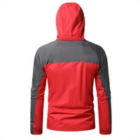Леки якета за мъжки, червен джоб пешеходен ски пачуърк с качулка