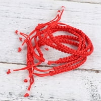 Ръчно изтъкана сплетена червена гривна Регулируема въжена гривна Декоративни червени въжета