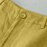 Loyisvidion дамски плюс разстояние разстояние мода жени пот къси панталони лято ежедневни разхлабени твърди високи талии къси панталони жълти