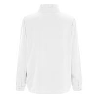 xiuh тениски ризи за жени през пролетта на жените есента зима дълъг ръкав твърд цвят единичен бутон яка с ръба направо елегантна риза топ женски ризи бели m