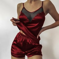 Pxiakgy интими за жени нощни дрехи Up дантела за спално облекло коприна пижами комплект жени бельо сатенен червено + s