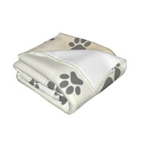 Puppy Paw Print Bendlet, пухкаво меко уютно одеяло фланелно плюшено копаене на микрофибър, спално бельо, 40 x30