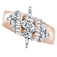 Белият вентилаторен пръстен на багажката на естествен диамант в 10k розово злато