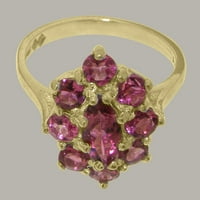 Британски направени 10K жълто злато естествено розово турмалин Женски юбилеен пръстен - Опции за размер - размер 6.75