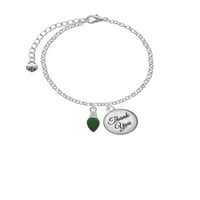 Delight Jewelry Silvertone Зелена коледна светлина - куполна благодаря чар гривна, 6 +2