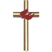 Червен емайлиран кръст на Светия Дух, орех w Антична сребърна инкрустация