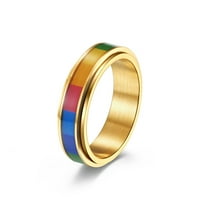 Toyella модни мъже Rainbow Color Titanium Steel Ring Black Number7