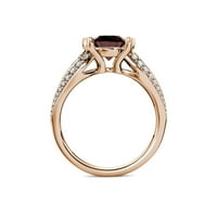 Червен гранат и диамантен годежен пръстен 1. CT TW в 14K розово злато.size 8