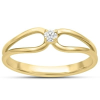 Superjeweler Split Shank Diamond Politaire Promise Ring in Yellow Gold for Women