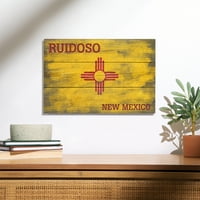 Ruidoso, Ню Мексико, държавно знаме, селска картина от бреза дървена стена знак