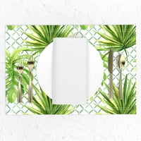 Спално бельо памучно платно за платно - време на джунгла бяла алеи палми Зелени листа тропически монтеро