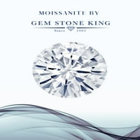 Gem Stone King Sterling Silver Oval Green Tourmaline Green Peridot и Moissanite жени пръстен