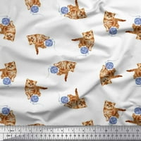 Soimoi Rayon Fabric Wool & Cat Animal отпечатъци от плат за двор