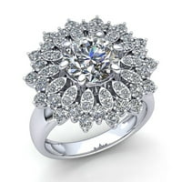 Истински 1Carat кръгла изрязана диамантена дама винтидж цвете годишнина годежен пръстен солидна 10k роза, бяло или жълто злато GH Si1