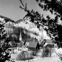 Върмонт, Източен Коринт, къщи на печат на пейзаж на сняг