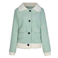 Fatuov Womens Plus Size Coats - Ограничени сделки с продажби днес плюшено палто есен и зимен дълъг ръкав пачуърк от печат ежедневна водоласт зелена жилетка за жени l