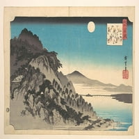 Есенното пълнолуние в печат на плакат на Ишияма от Utagawa Hiroshige � Токио)