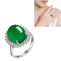 Rosarivae Green Agate Ring Open Fine Fine Ring Bewelry годежен сватбен подарък за жени дами