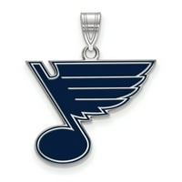 Сейнт Луис Блус Черно емайл NHL екип лого висулка в Sterling Silver - L -