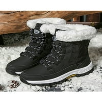 Дамски среден телешки зимен обувки студено време обувки Работа дантела с снежни ботуши черно 7.5