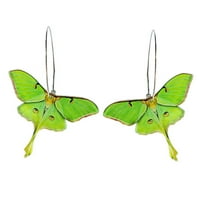 Обеци от молци за жени момичета сладък зелен акрил за обръч на пеперуда обръч