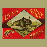 Дизайнът от викторианска ера може да етикетира за сьомга от компанията за опаковане на остров Фидалго от Анакорт, Вашингтон с Lynx. Печат на плакат от Schmidt Litho Co