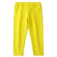 Wrcnote момичета панталони Кльощави гамаши плътни цветни панталони Атлетични ежедневни дълги панталони еластични дъна на талията жълти