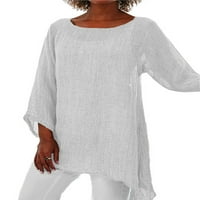 Enjiwell плюс размер дамско памучно бельо с дълъг ръкав нередовен поток на туниката блуза върхове