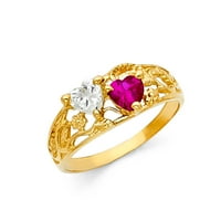 Jewels 14K жълто злато кубик циркония CZ майки модни годишнини с пръстен размер 6