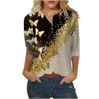 Дамски ежедневна блуза лятни модни копчета блуза тренировка с къс ръкав дамски върхове флорални тийнейджъри модерни дрехи v ризи за врата