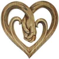 Ейми ръкостискане сърце дърво скулптура 10.23x дървена сърце във форма на стена творчески стена изкуство занаят висяща дървена декорация за стена за офис домашен сватба