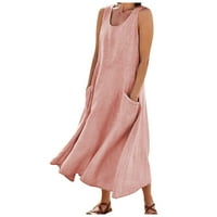 Ткинг модна модна модна ежедневна масивна цветна памучна джобна рокля за спално бельо