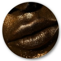 Art DesignArt 'Woman Lips With Glitter and Spangle' Modern Metal Circle Wall Art - диск на